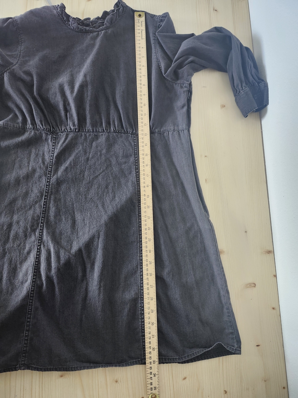 Madewell Black Long-Sleeve Ruffle Neck Dress Women's 12 - Picture 6 of 8
